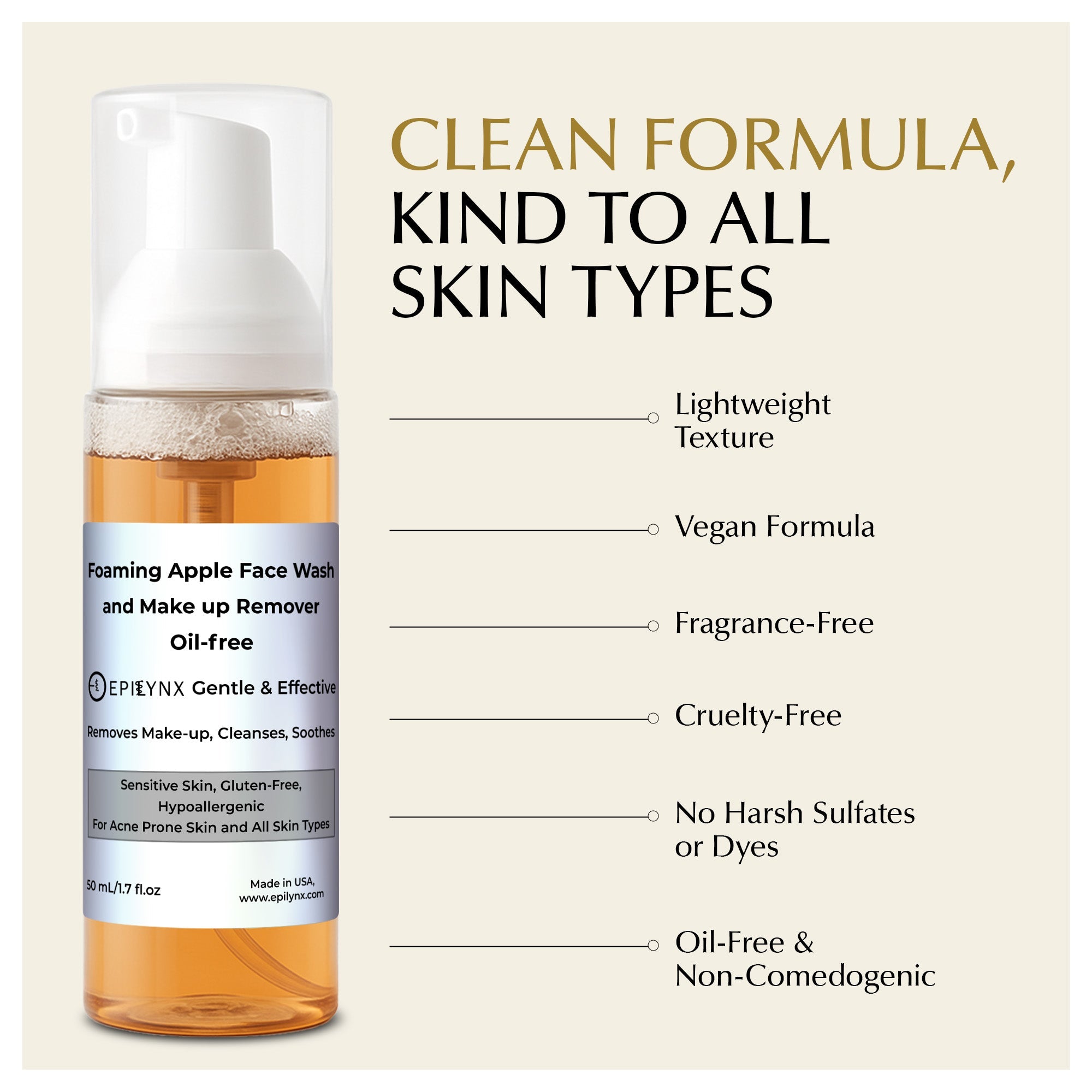 Gluten-Free Foaming Face Wash – Nut-Free, Vegan Cleanser with Aloe & Ashwagandha