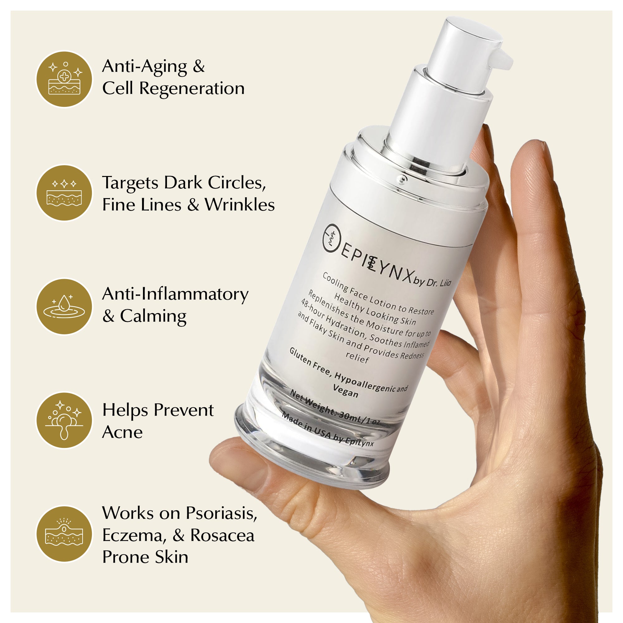 Gluten-Free Face Moisturizer for Sensitive & Dry Skin – Nut-Free, Vegan & Calming