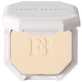 Fenty Beauty Pro Filt'r Soft Matte Longwear Powder Foundation compact in a white octagonal case with the lid open, revealing light beige pressed powder embossed with the signature "FB" logo.