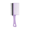 A lavender purple wide-tooth comb with black bristles, shown vertically on a plain white background.
