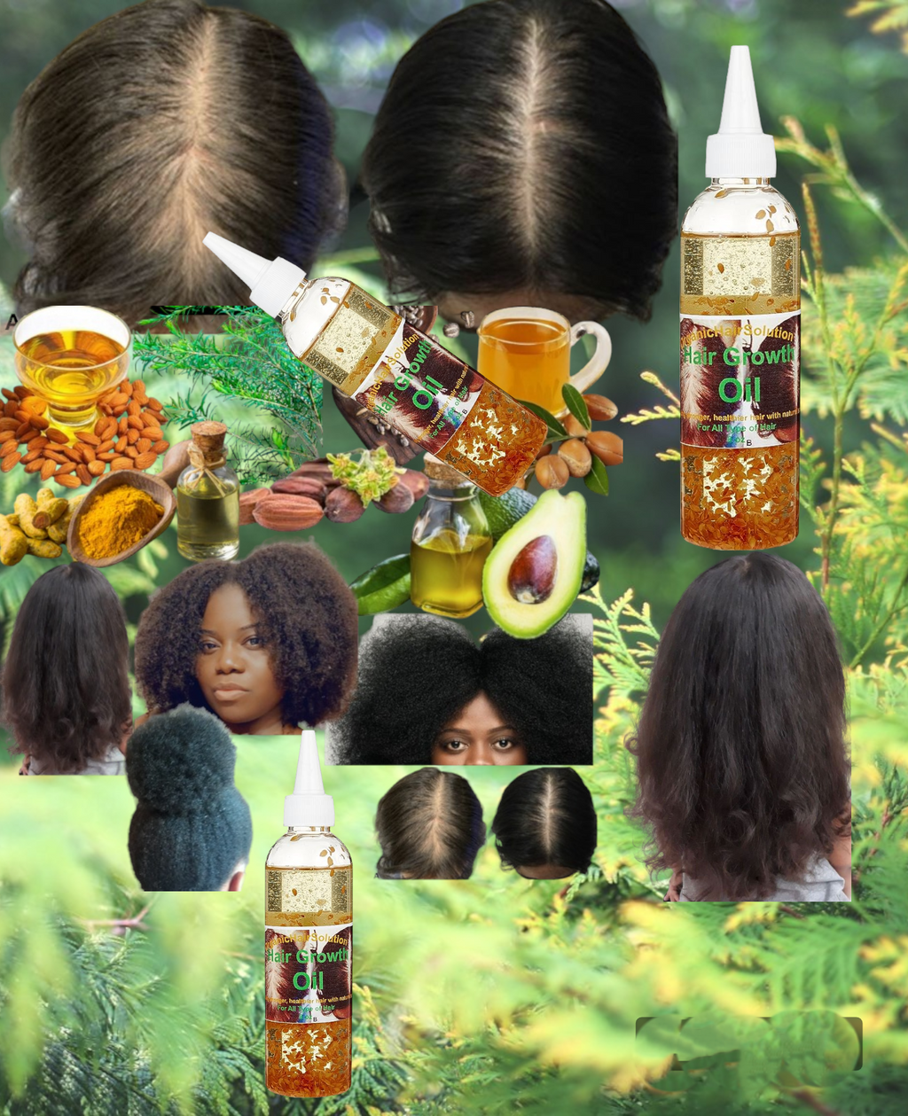 HAIR GROWTH TREATMENT OIL with Peppermint Oil, Tea Tree Oil, Argan oil, Jojoba seed, Avocado oil, Castor oil, Sweet Almond, Vitamin E Oil for Scalp and Hair