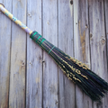 Hand Painted Decorative Round Broom – 24” Folk Art Broomcorn Besom