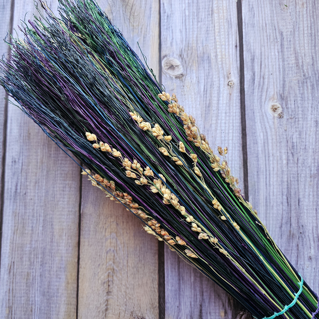 Hand Painted Decorative Round Broom – 24” Folk Art Broomcorn Besom
