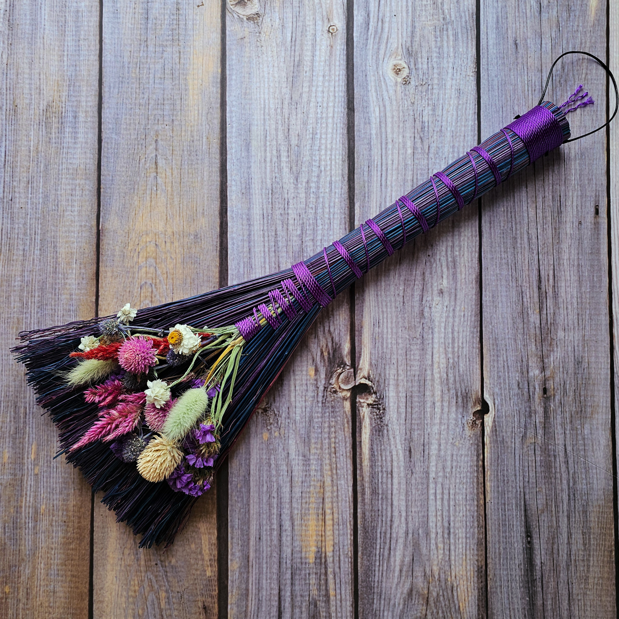 Hand Crafted Floral Broom, 15"
