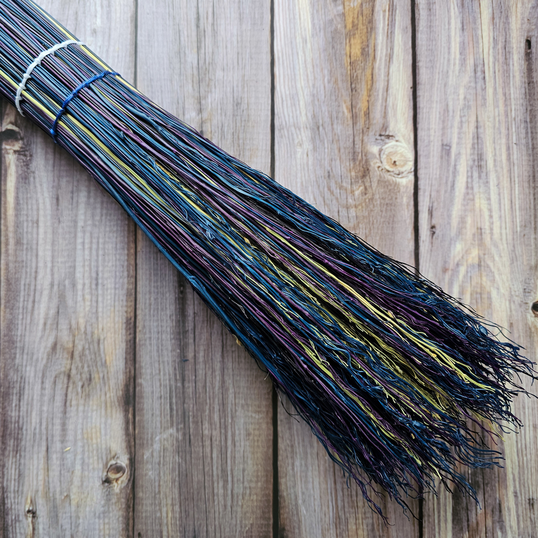Hand Painted Decorative Round Broom, 26" Handmade Witches Besom