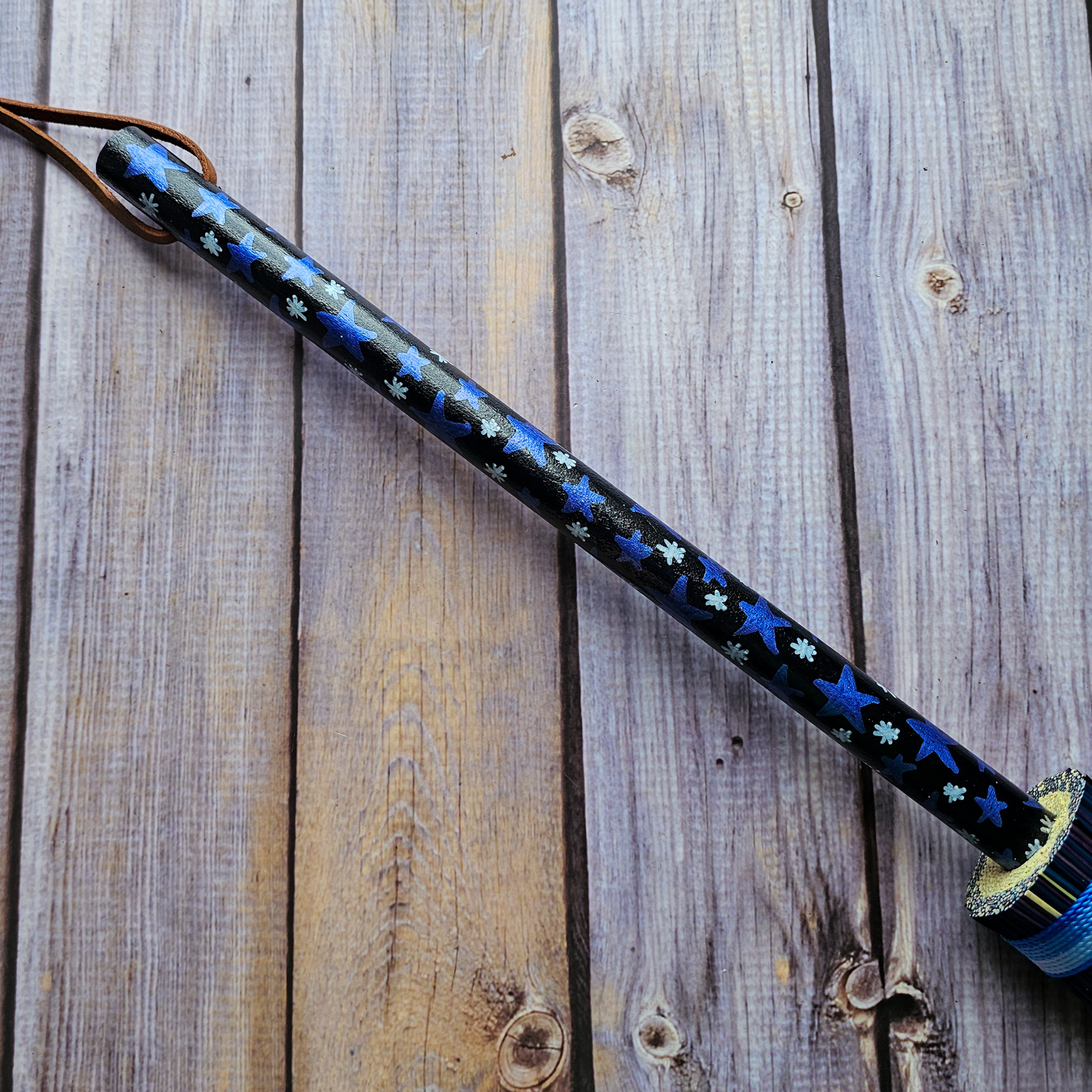 Hand Painted Decorative Round Broom, 26" Handmade Witches Besom