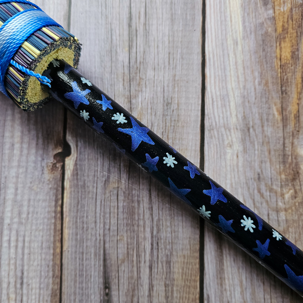 Hand Painted Decorative Round Broom, 26" Handmade Witches Besom