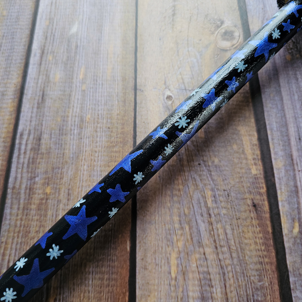 Hand Painted Decorative Round Broom, 26" Handmade Witches Besom