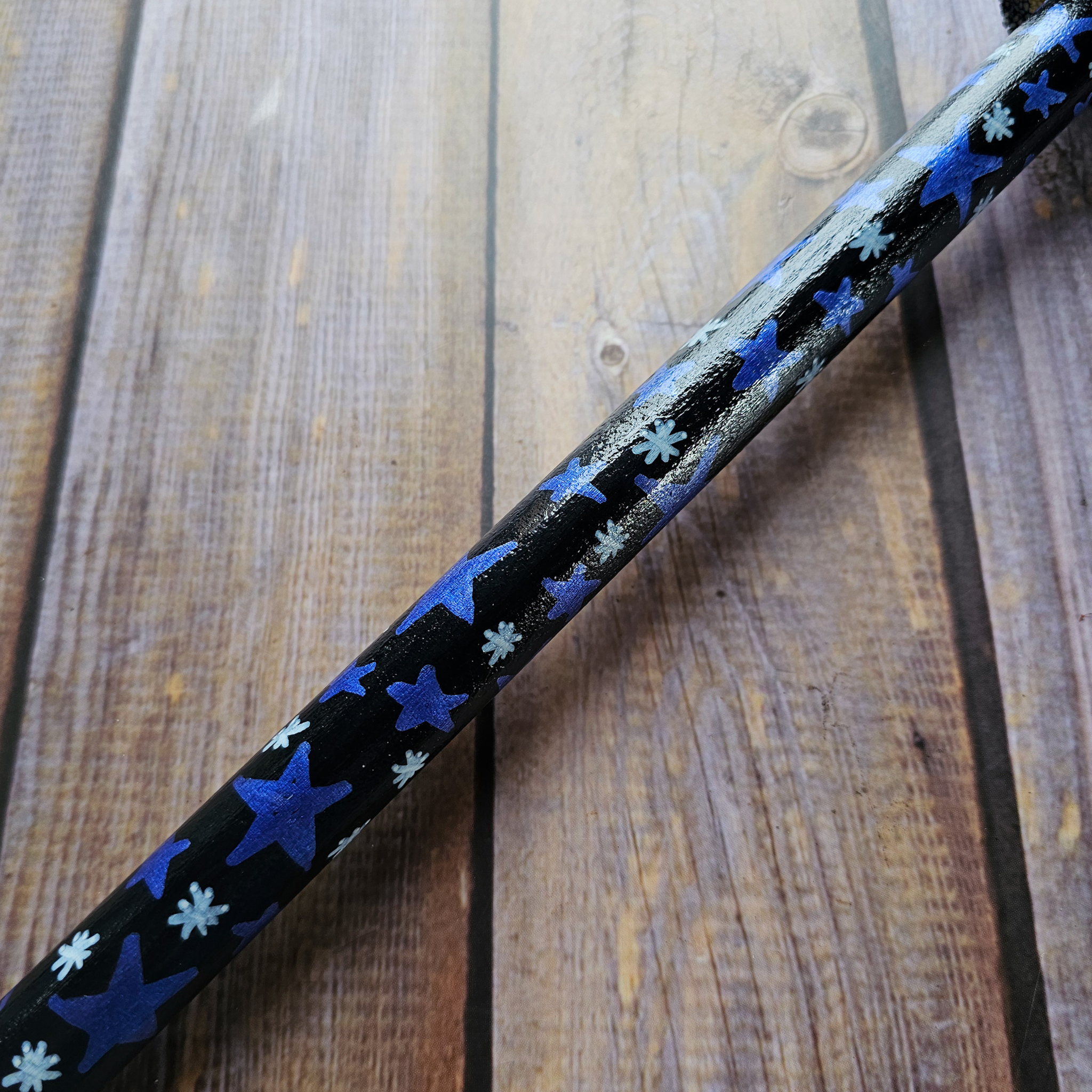 Hand Painted Decorative Round Broom, 26" Handmade Witches Besom