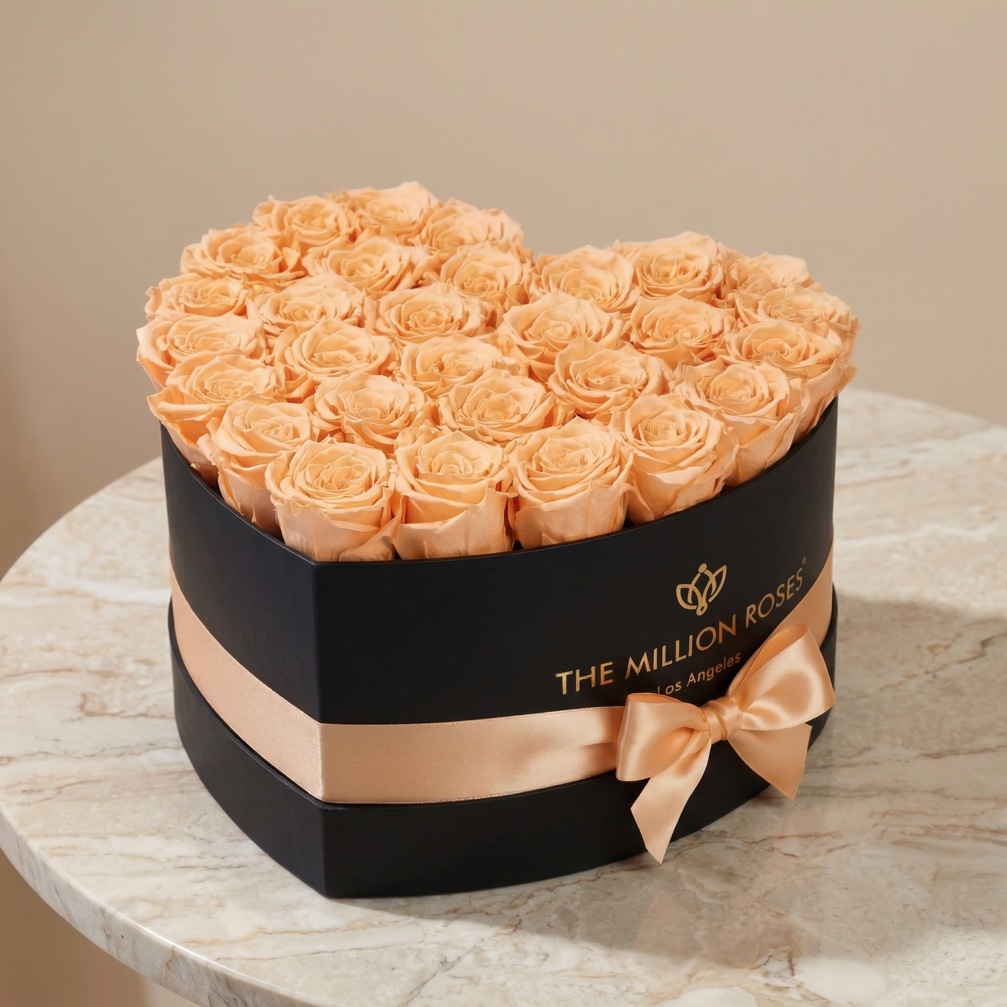 Heart Black Box | Peach Roses