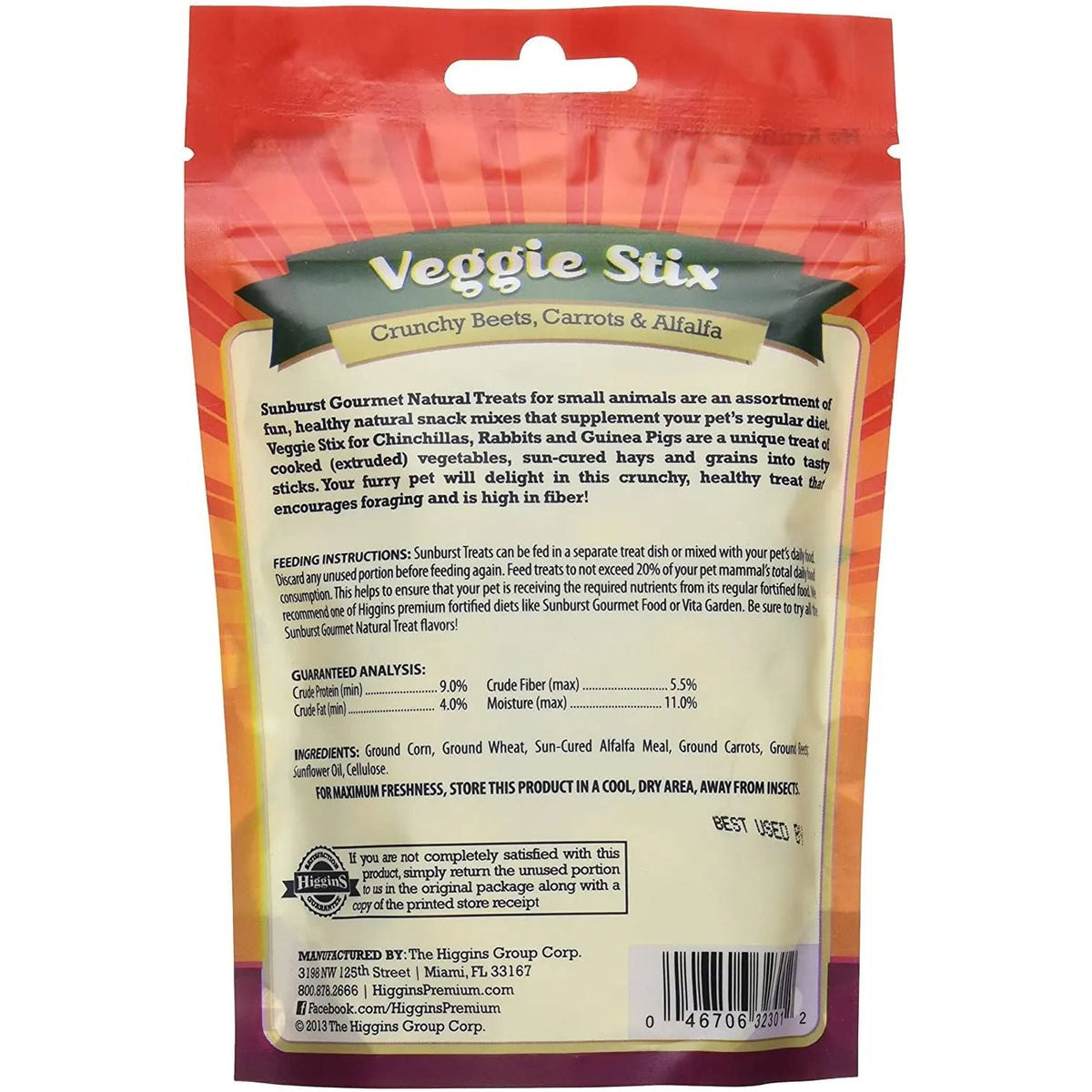 Higgins Sunburst Gourmet Natural Small Animal Treat Veggie Stix 4 oz. 3-Pack