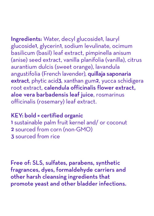 List of ingredients and product details on a white background
