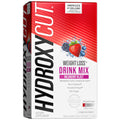 Box of Hydroxycut Weight Loss Drink Mix with wildberry blast flavor on a white background.