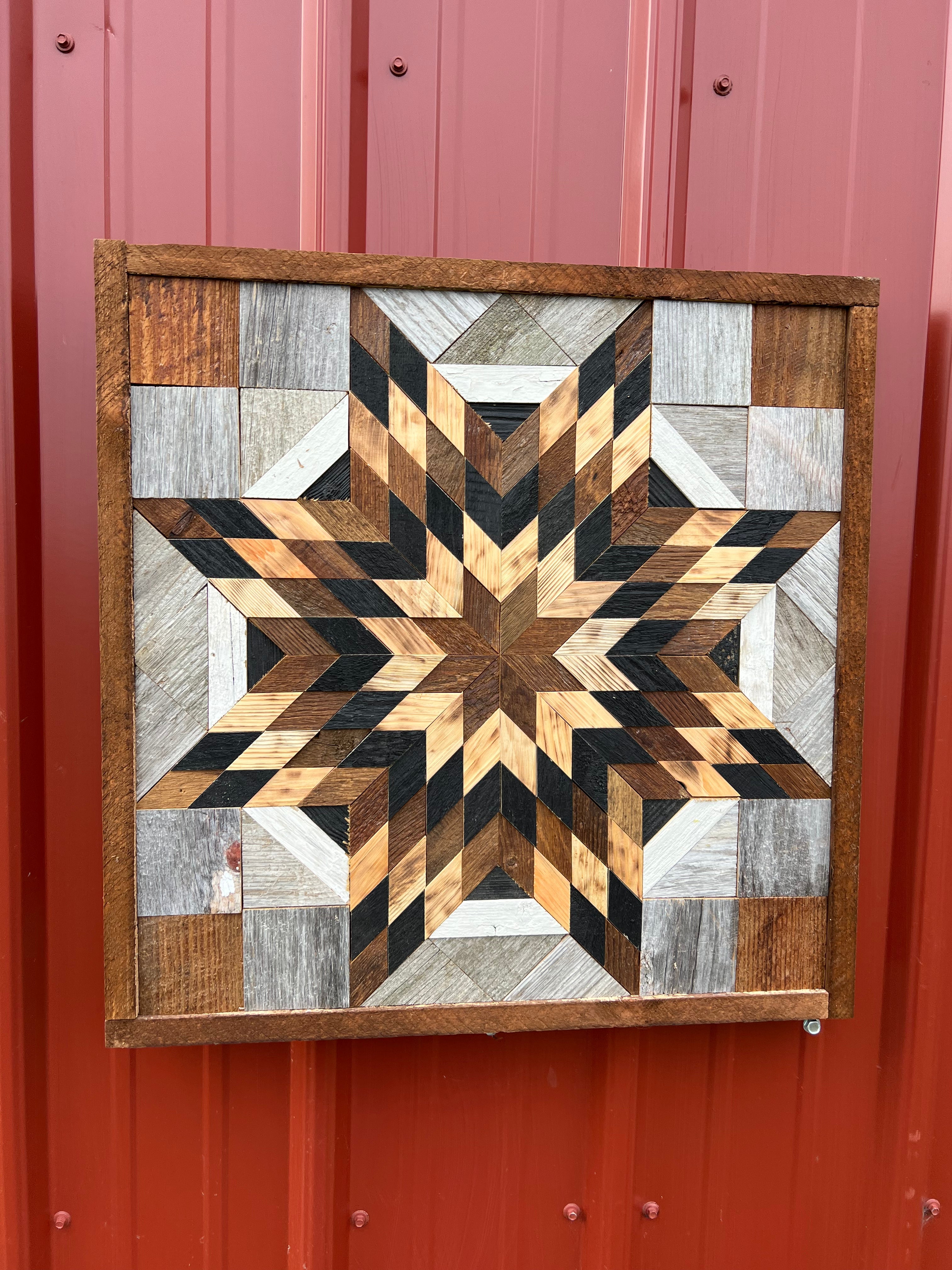 Amish Handmade Barn Quilt Wall Art – Reclaimed Barn Wood – 20.75” x 20.75”