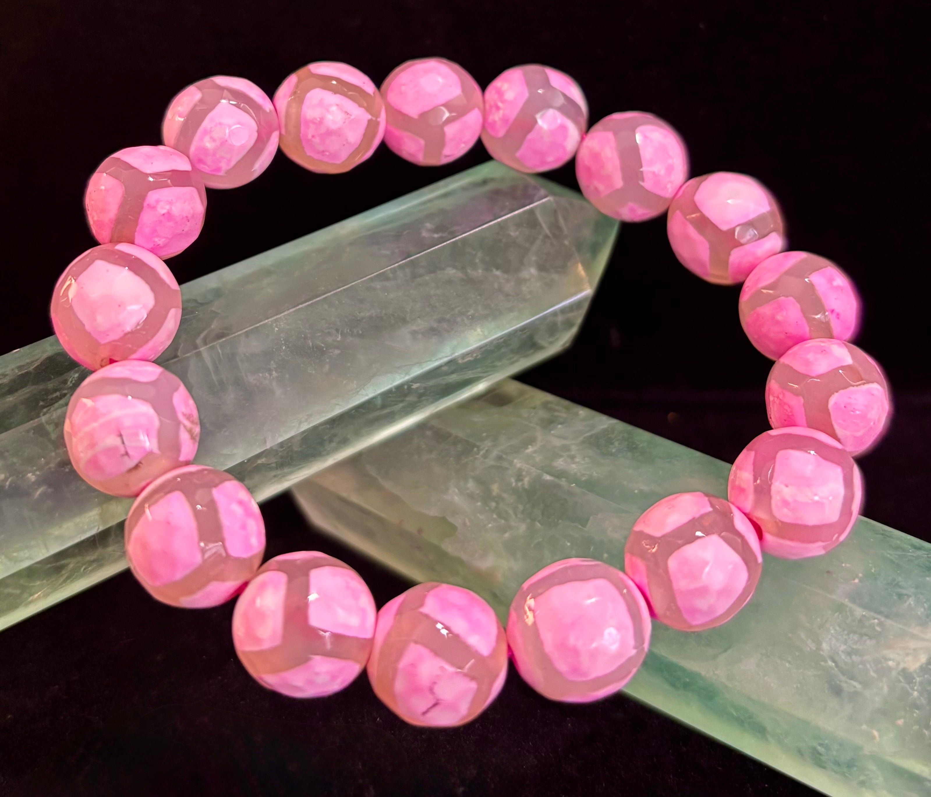 Pink Tibetan Agate Bracelet