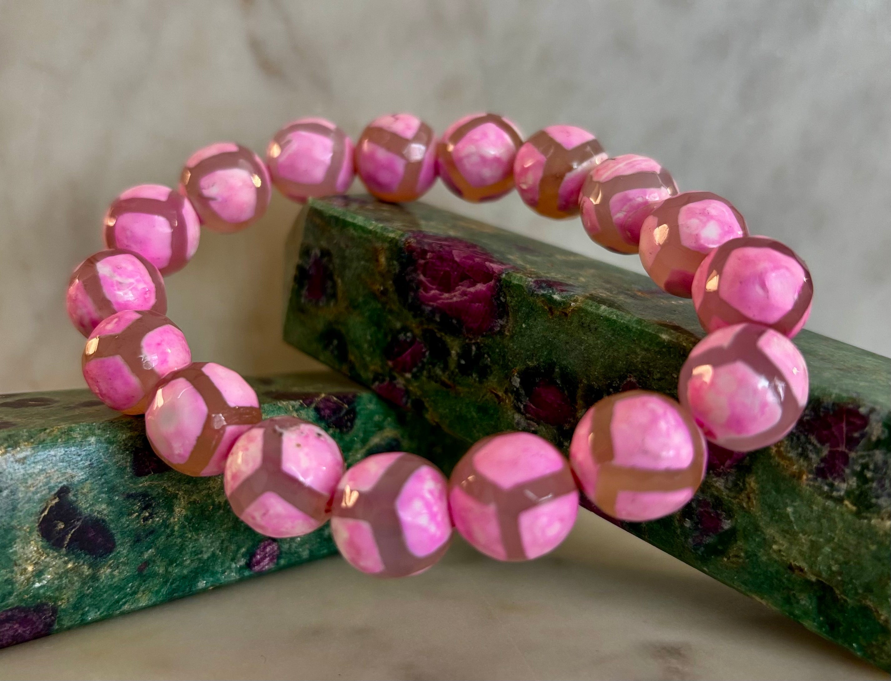 Pink Tibetan Agate Bracelet