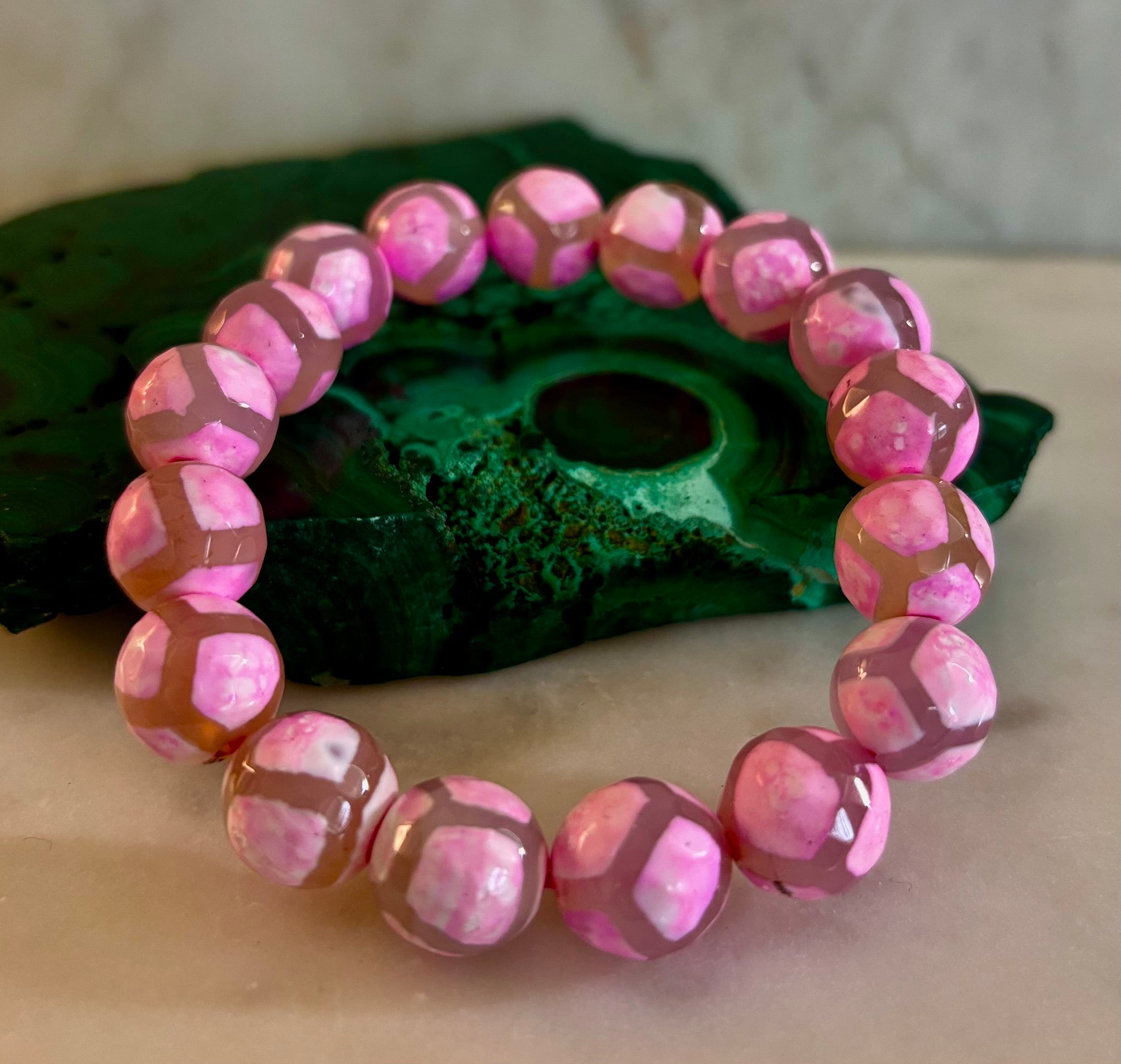 Pink Tibetan Agate Bracelet