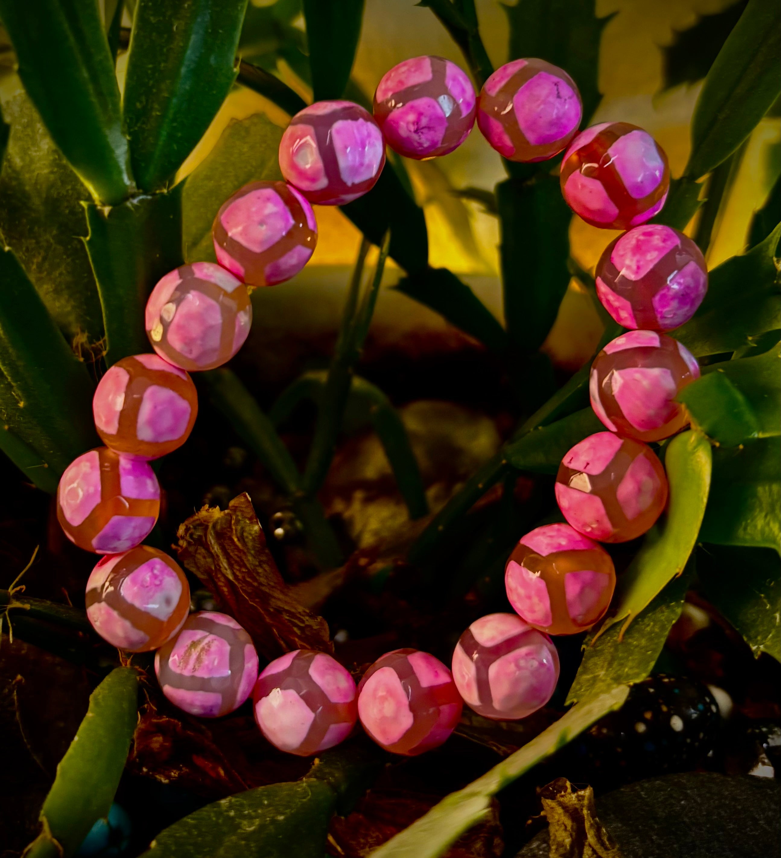 Pink Tibetan Agate Bracelet
