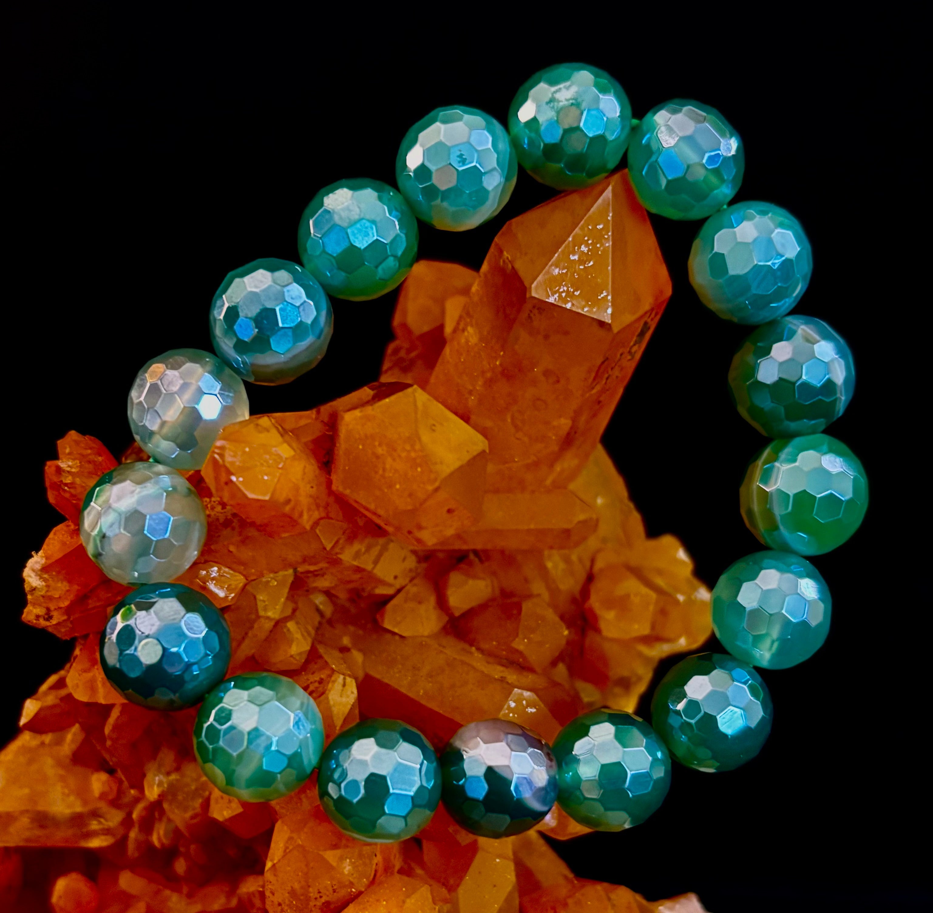 Green Goddess Glam Bracelet - Mystic Green Banded Agate (12mm)