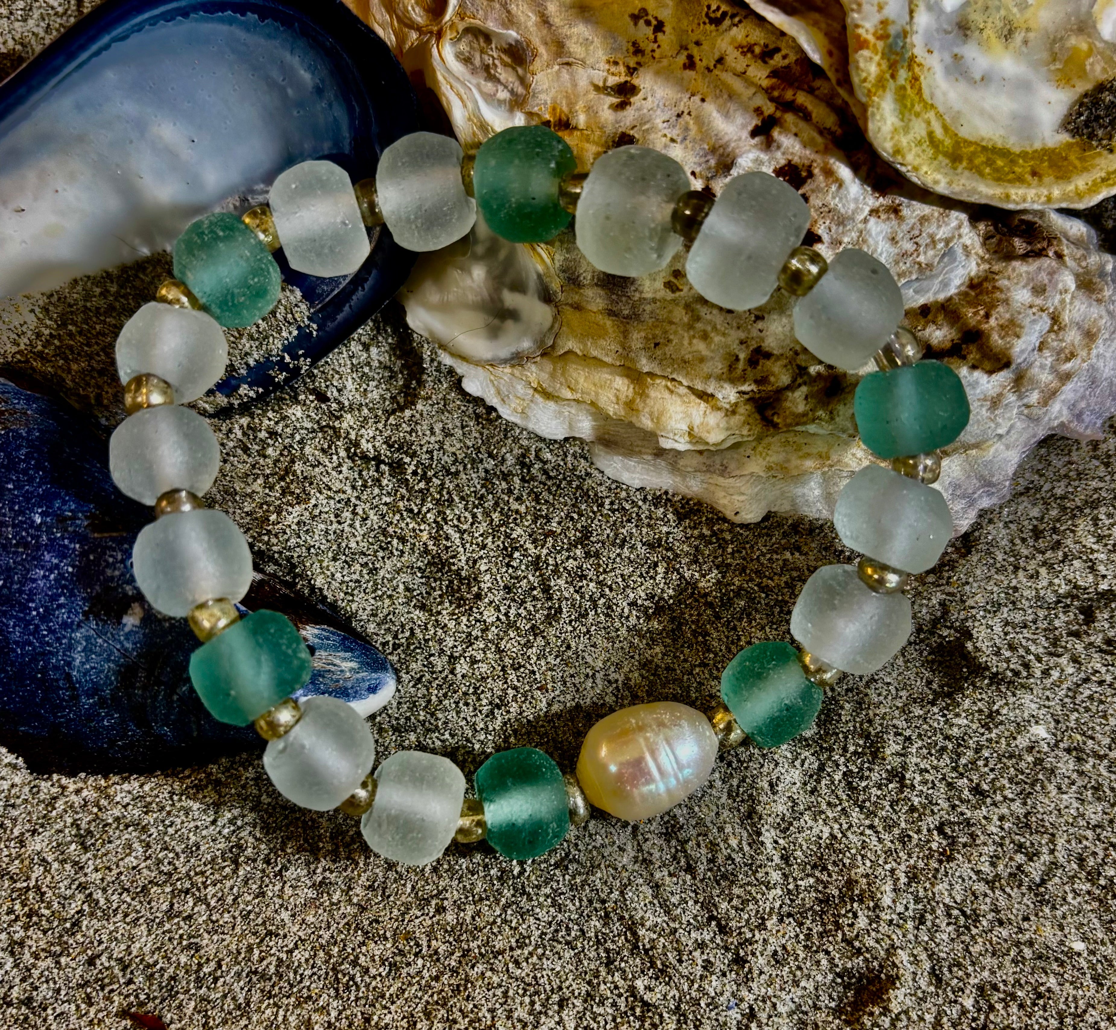 Ocean Pearl Sea Glass Bracelet