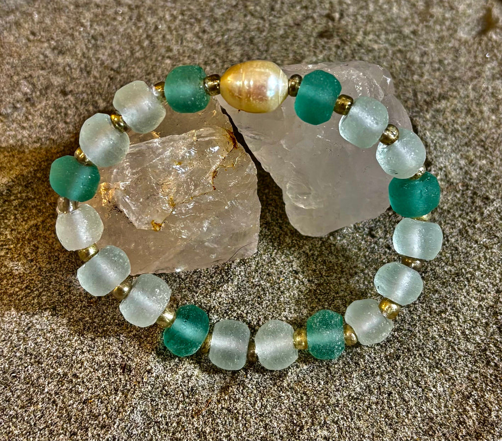 Ocean Pearl Sea Glass Bracelet