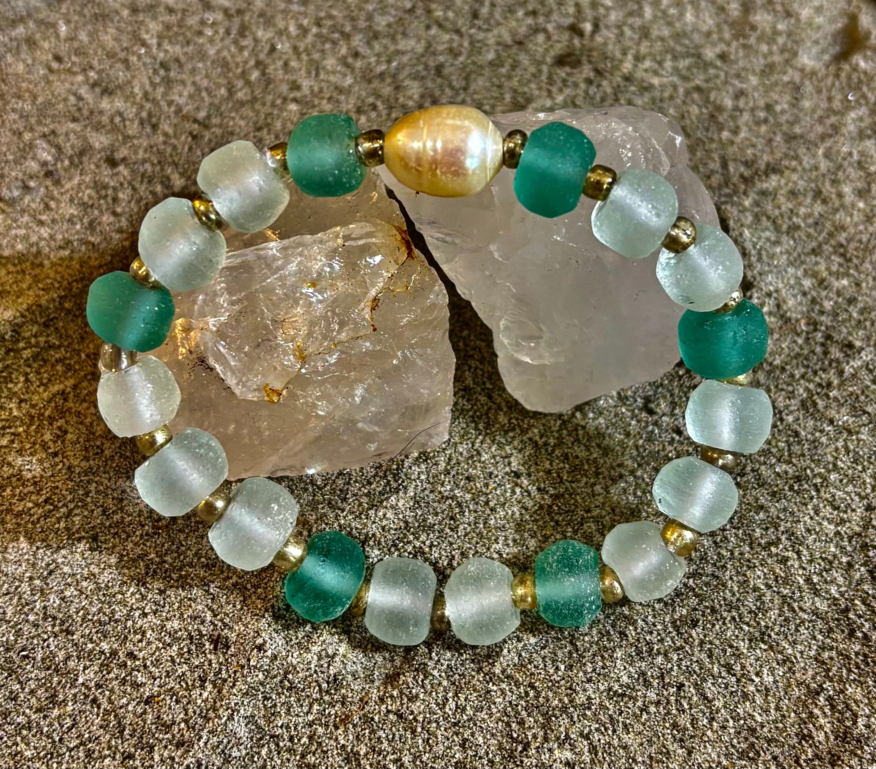 Ocean Pearl Sea Glass Bracelet