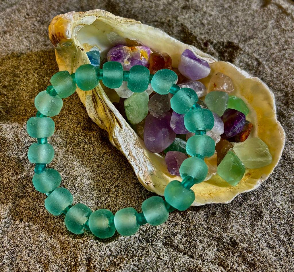 Seafoam Tide Recycled Glass Bracelet