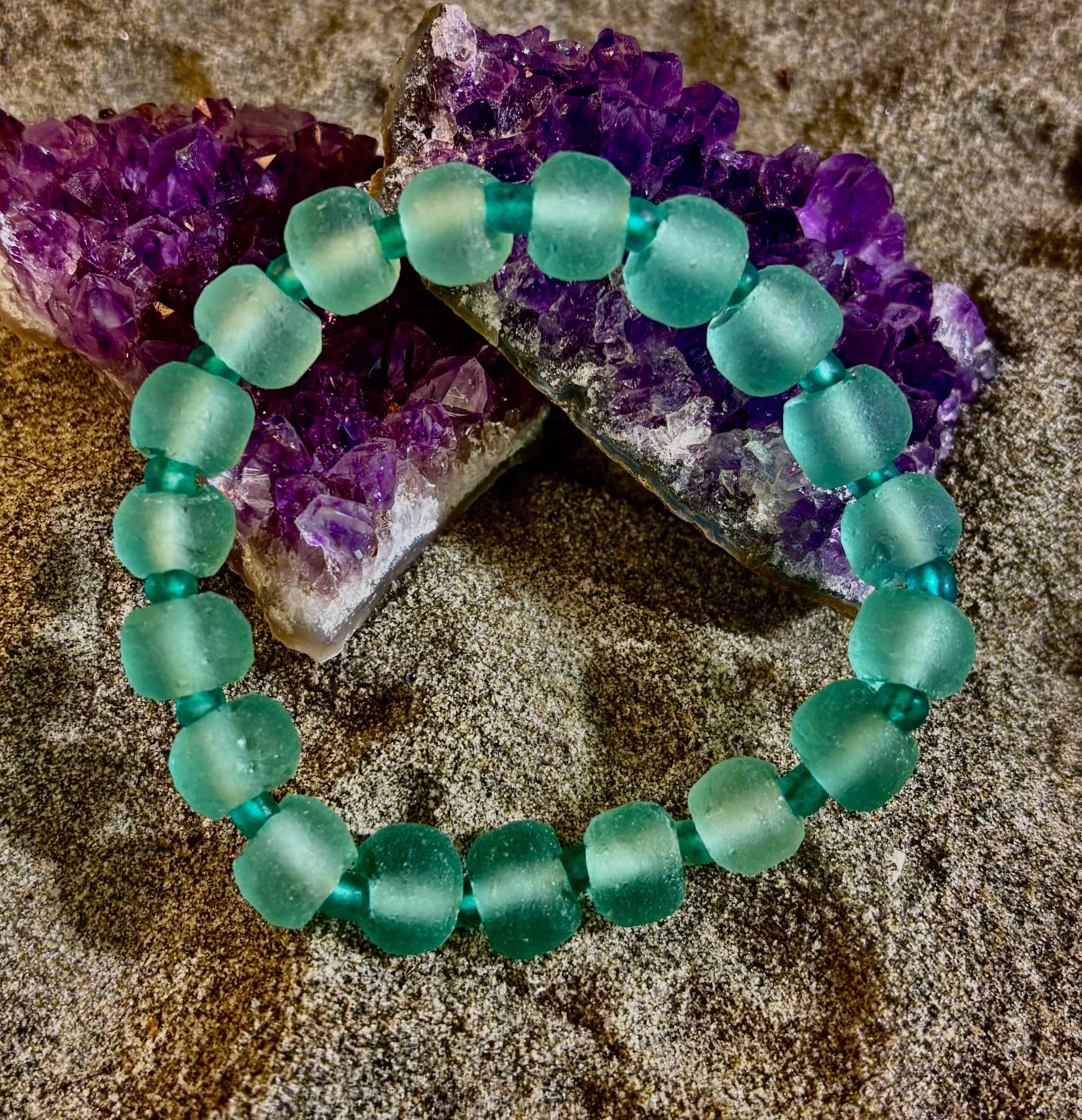 Seafoam Tide Recycled Glass Bracelet