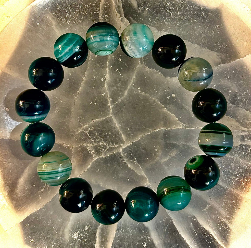 Wicked Fabulous Emerald Tide – Green Banded Agate Bracelet