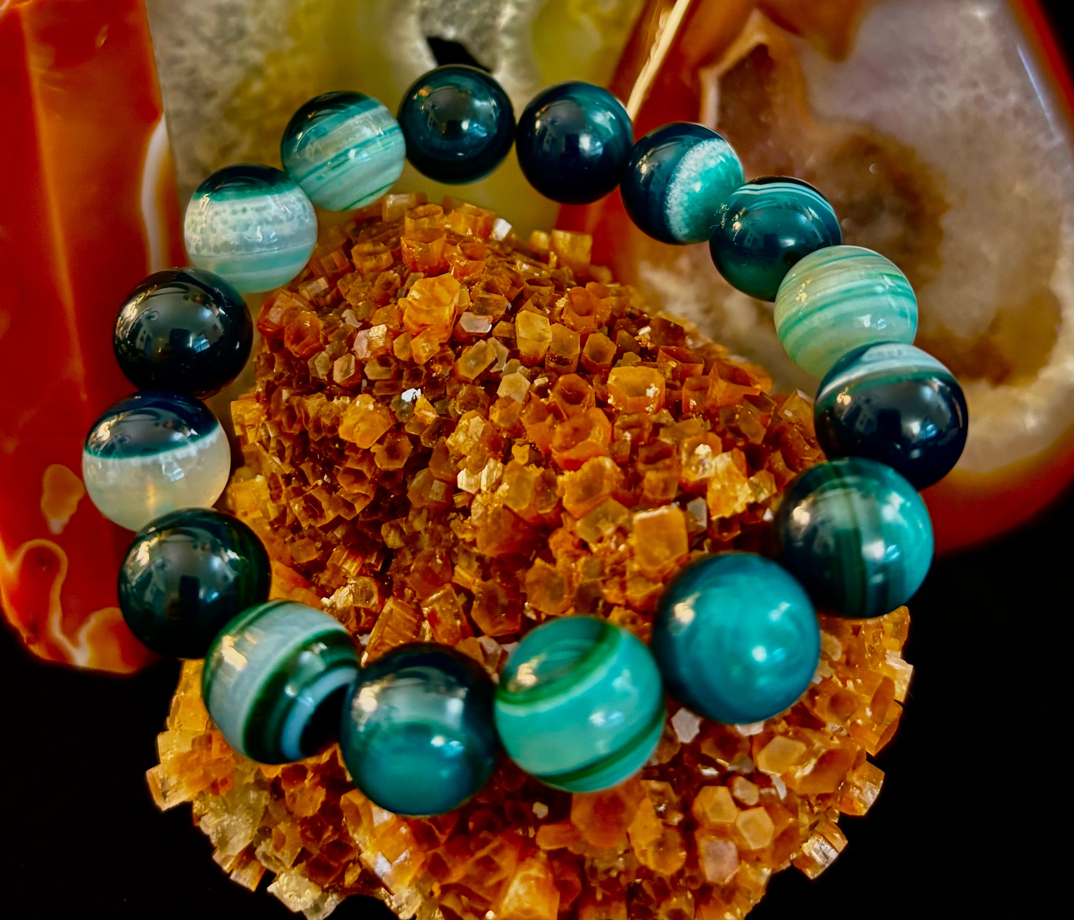 Wicked Fabulous Emerald Tide – Green Banded Agate Bracelet