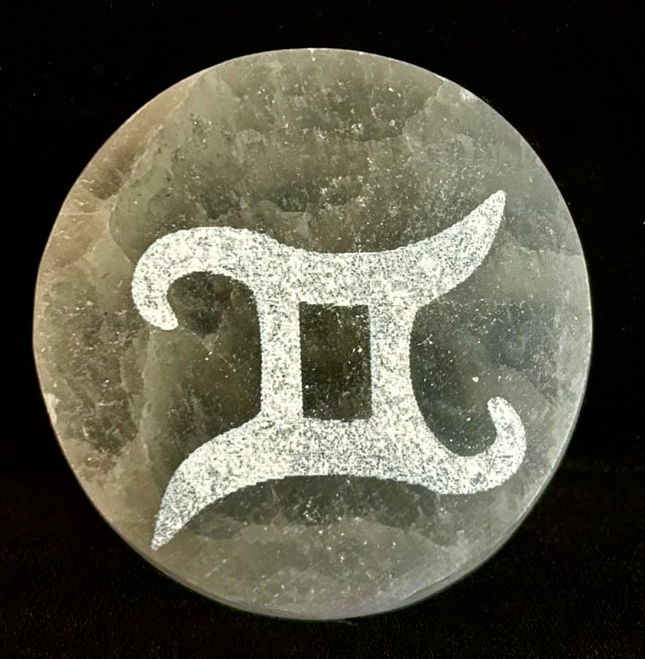 Zodiac Selenite Cleansing Coin – Crystal Cleansing & Astrology Energy Disc