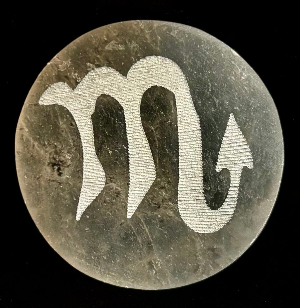 Zodiac Selenite Cleansing Coin – Crystal Cleansing & Astrology Energy Disc