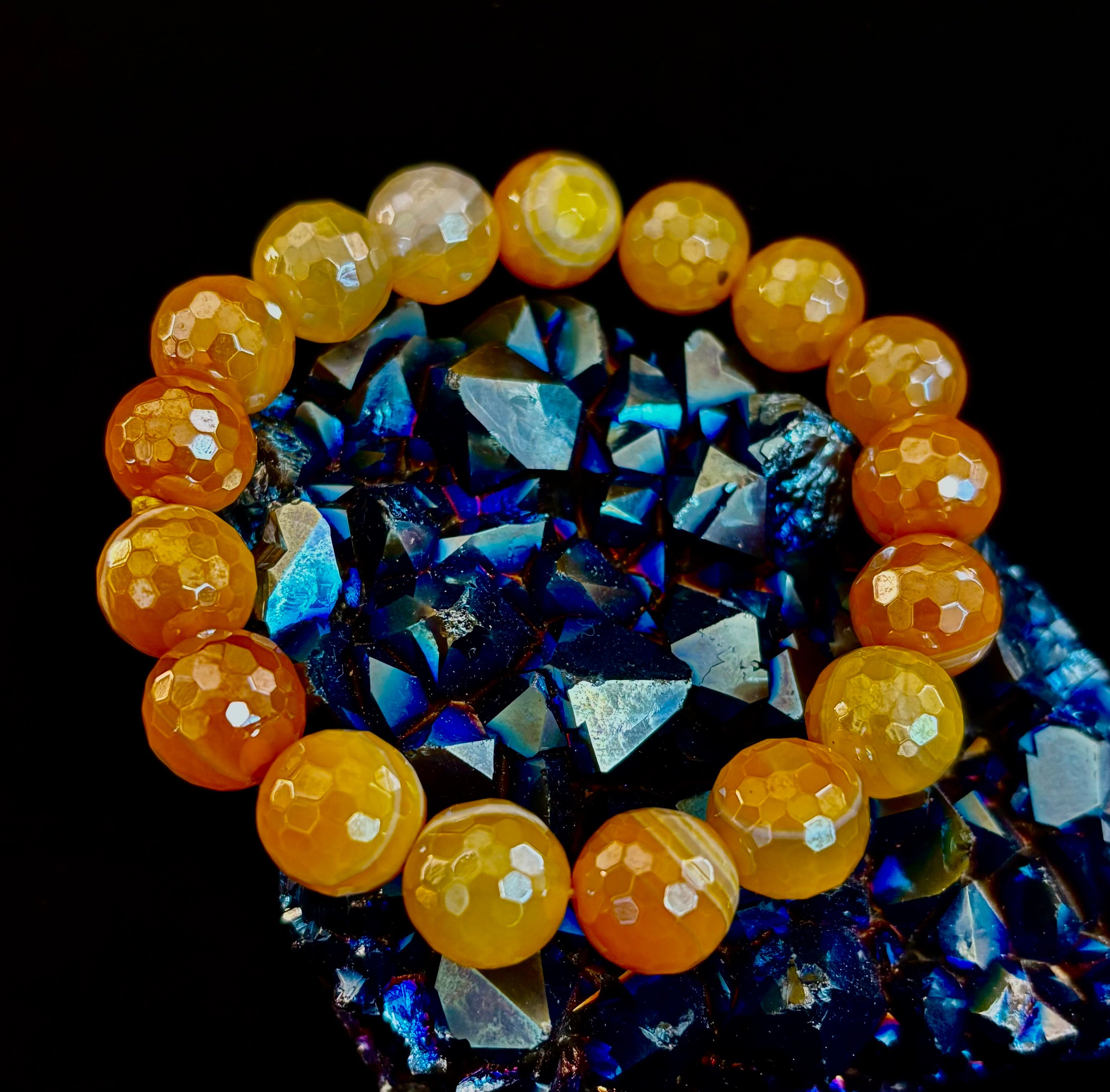 Creamy Golden Topaz Faceted Agate Bracelet