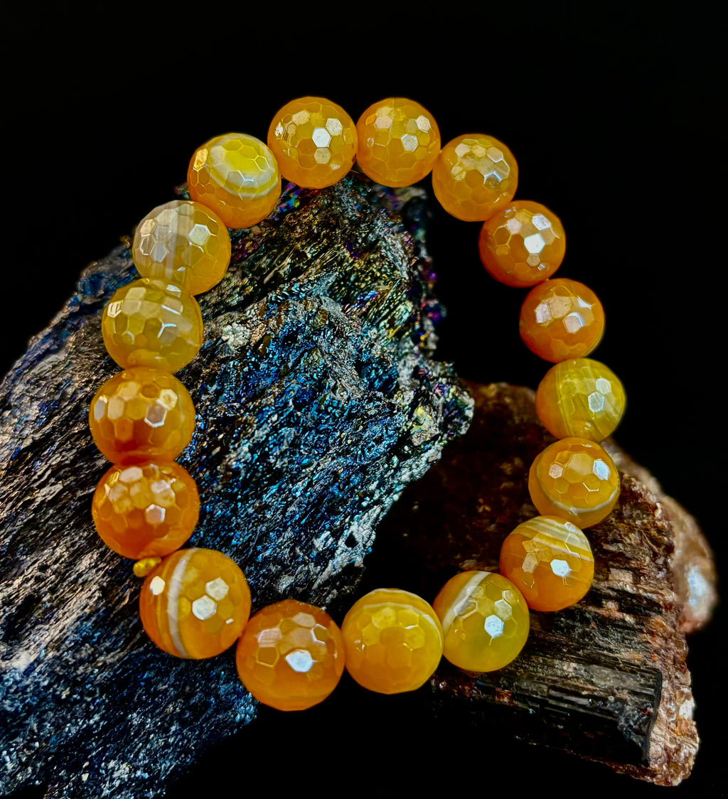 Creamy Golden Topaz Faceted Agate Bracelet