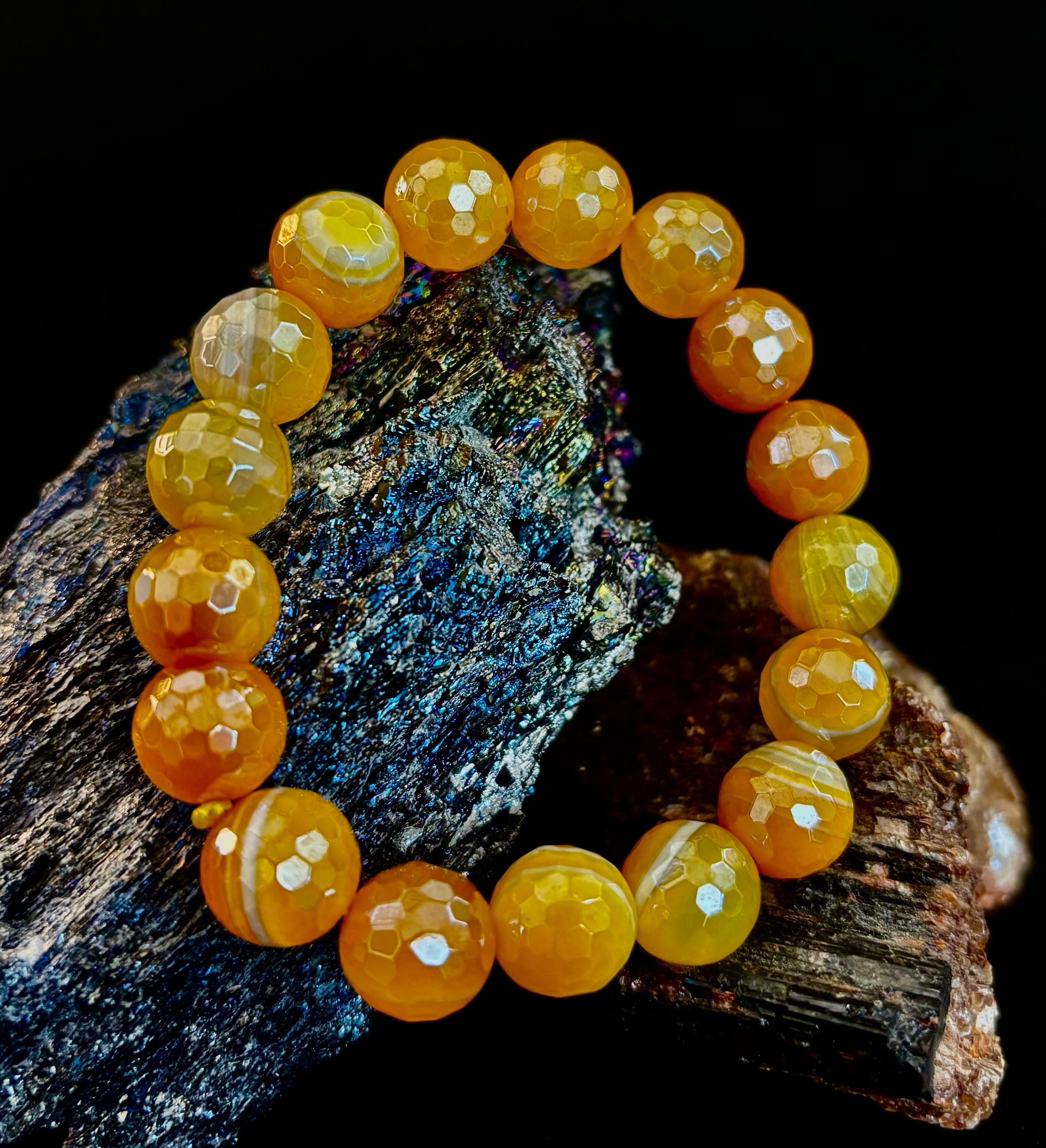 Creamy Golden Topaz Faceted Agate Bracelet