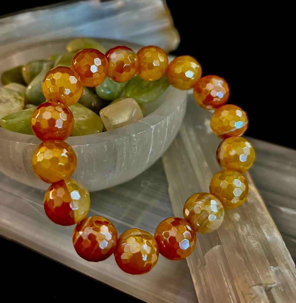 Creamy Golden Topaz Faceted Agate Bracelet