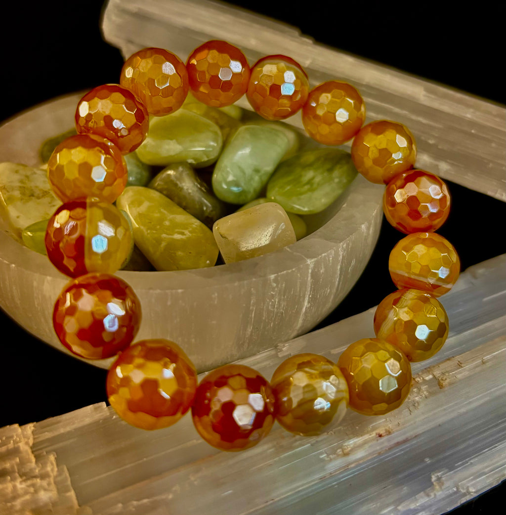 Creamy Golden Topaz Faceted Agate Bracelet