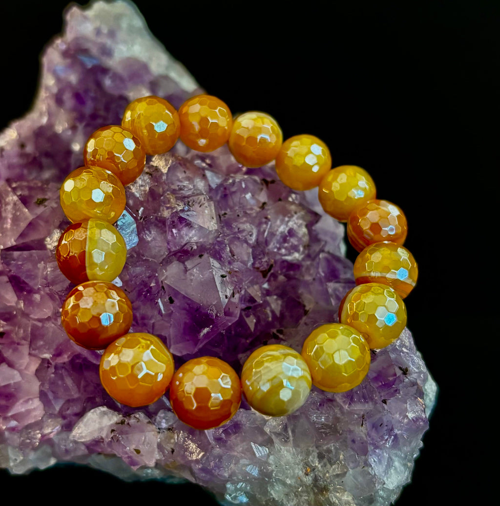 Creamy Golden Topaz Faceted Agate Bracelet