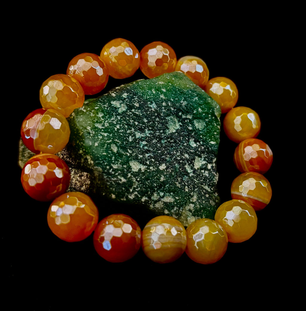 Creamy Golden Topaz Faceted Agate Bracelet