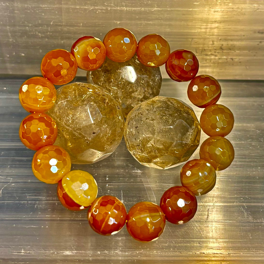 Creamy Golden Topaz Faceted Agate Bracelet