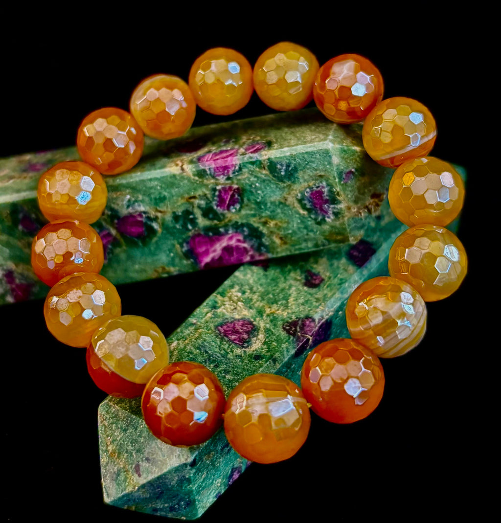 Creamy Golden Topaz Faceted Agate Bracelet