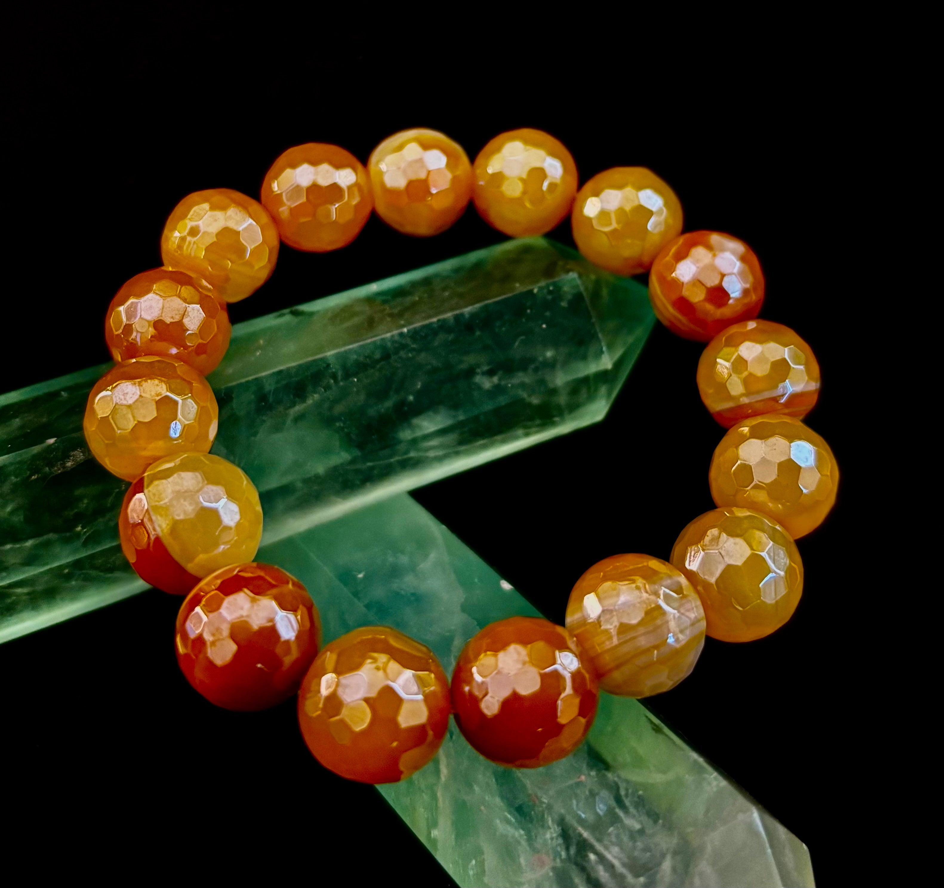Creamy Golden Topaz Faceted Agate Bracelet