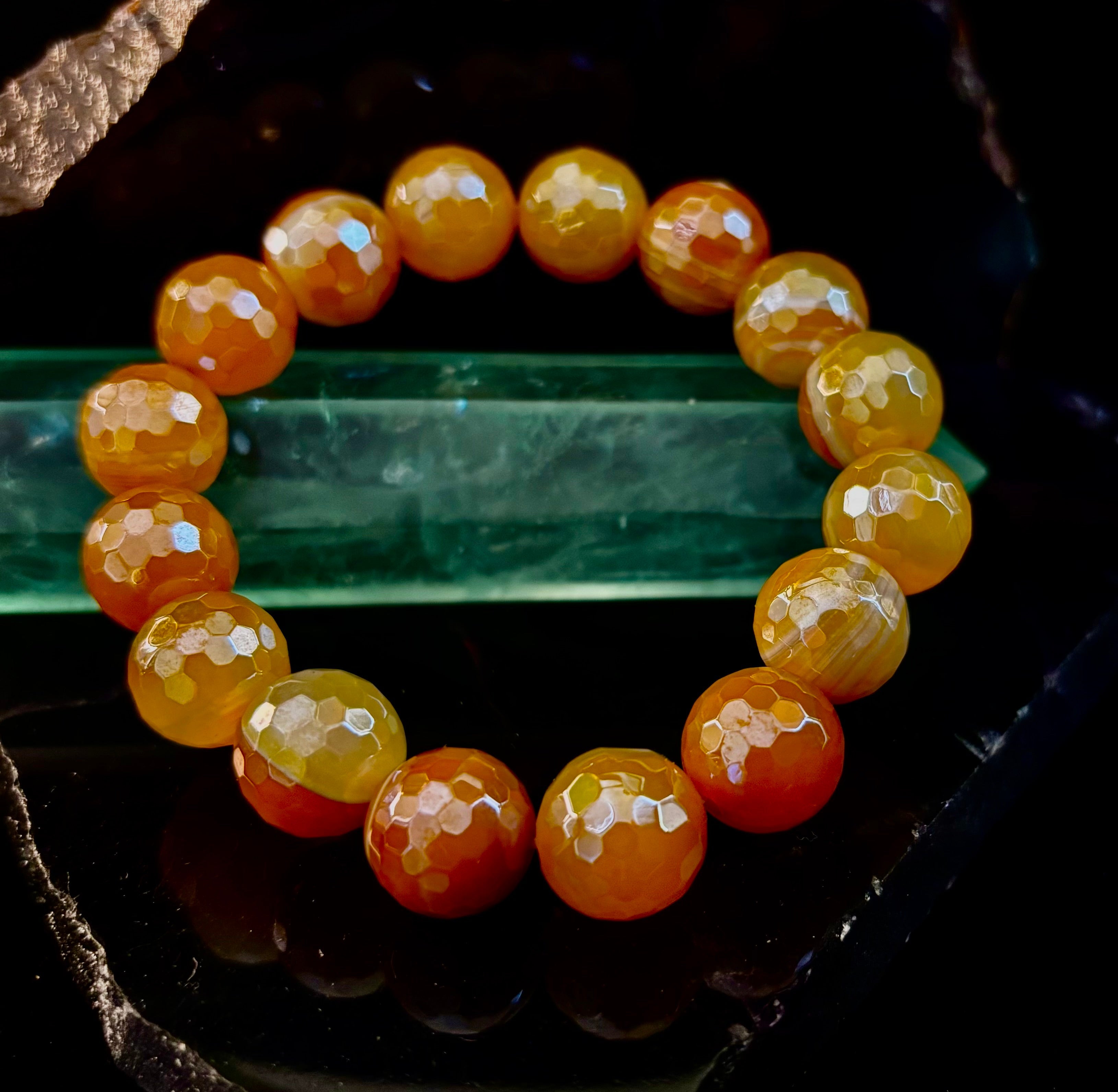 Creamy Golden Topaz Faceted Agate Bracelet