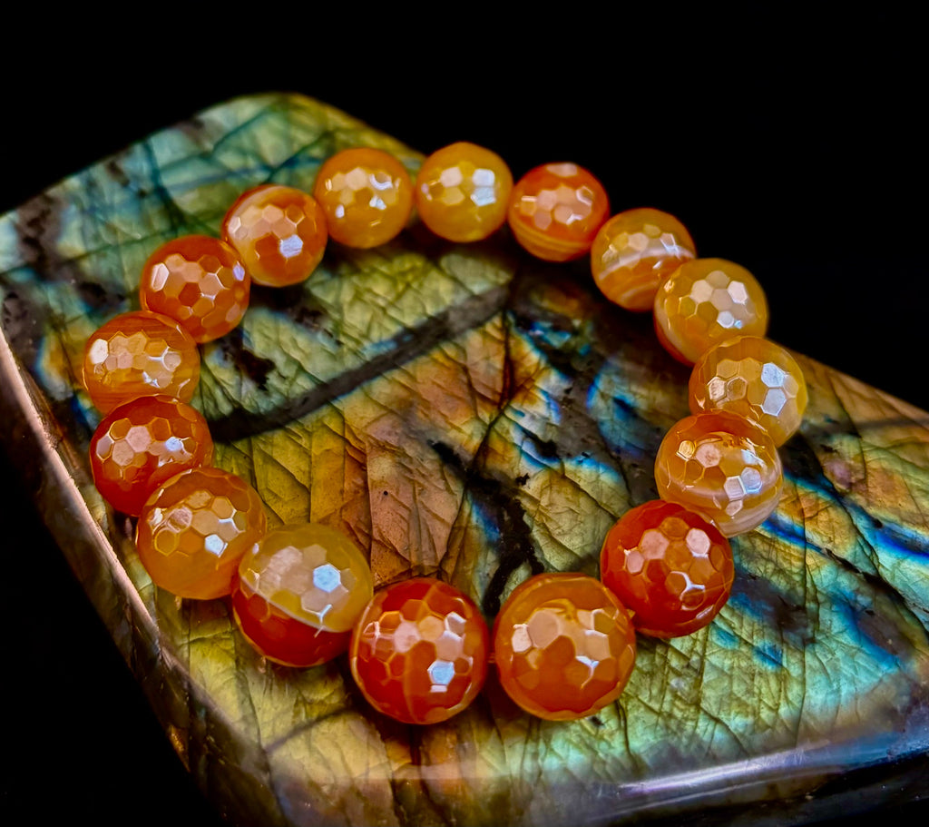 Creamy Golden Topaz Faceted Agate Bracelet