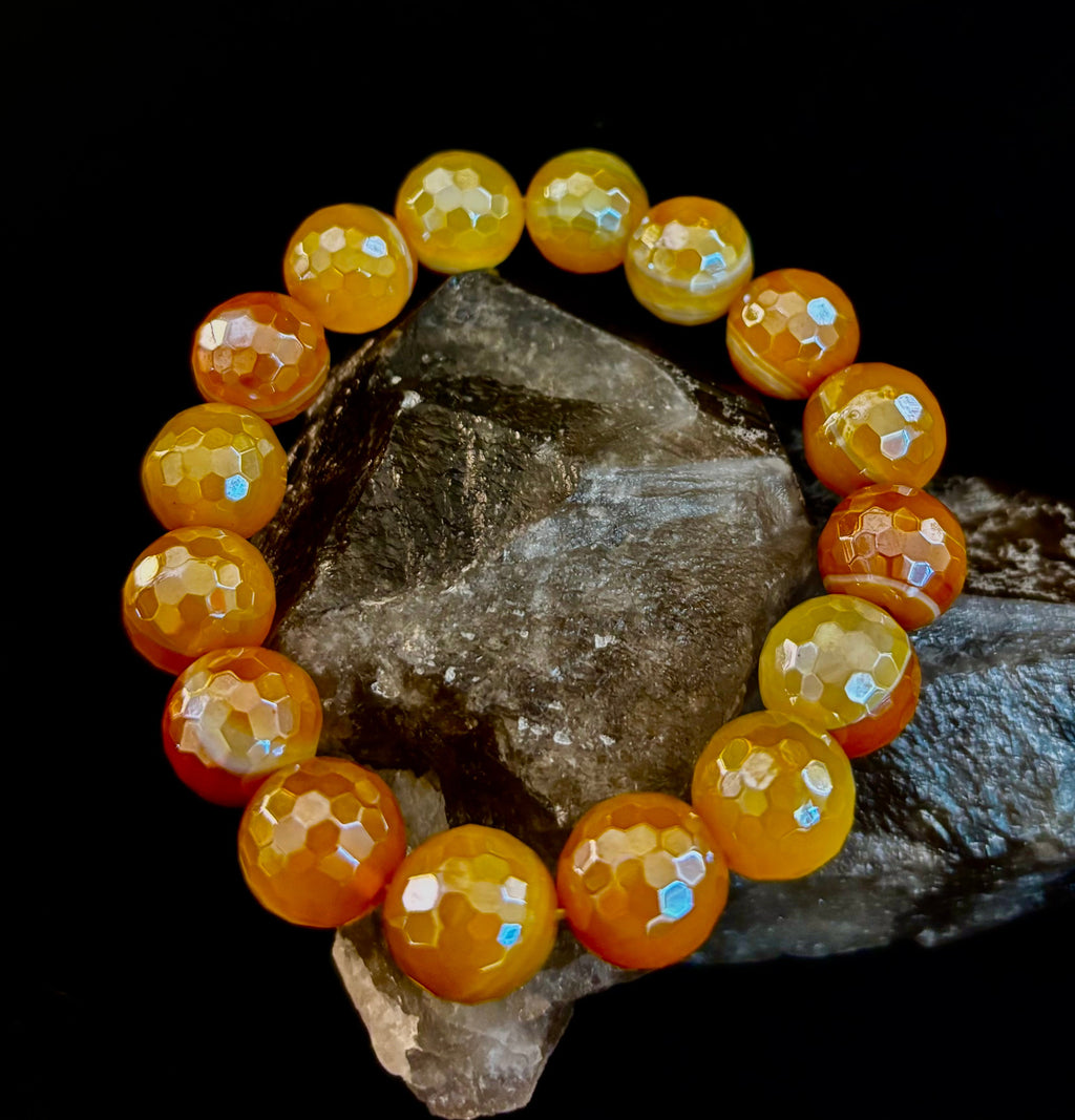Creamy Golden Topaz Faceted Agate Bracelet