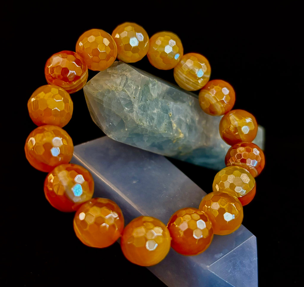 Creamy Golden Topaz Faceted Agate Bracelet