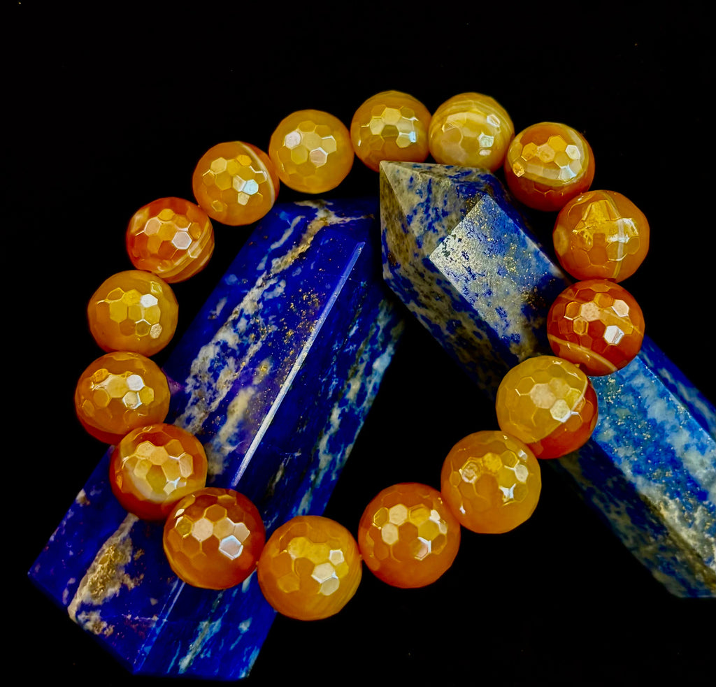 Creamy Golden Topaz Faceted Agate Bracelet
