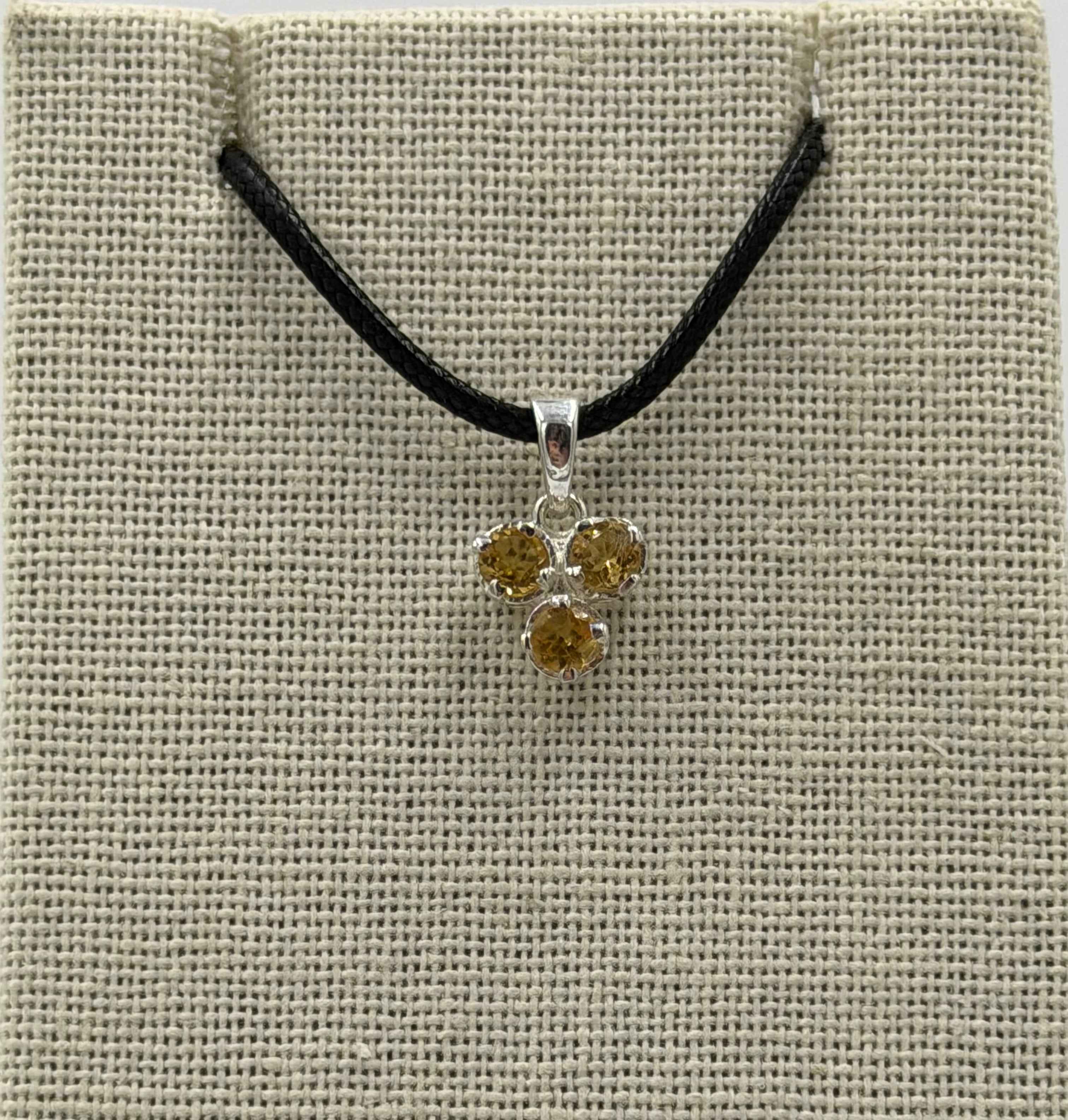 Sterling Silver Triple Round Citrine Pendant
