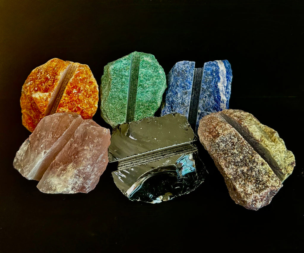 Natural Crystal Card Holder - Raw Crystal Business Card or Card Display (Various Stone Choices)
