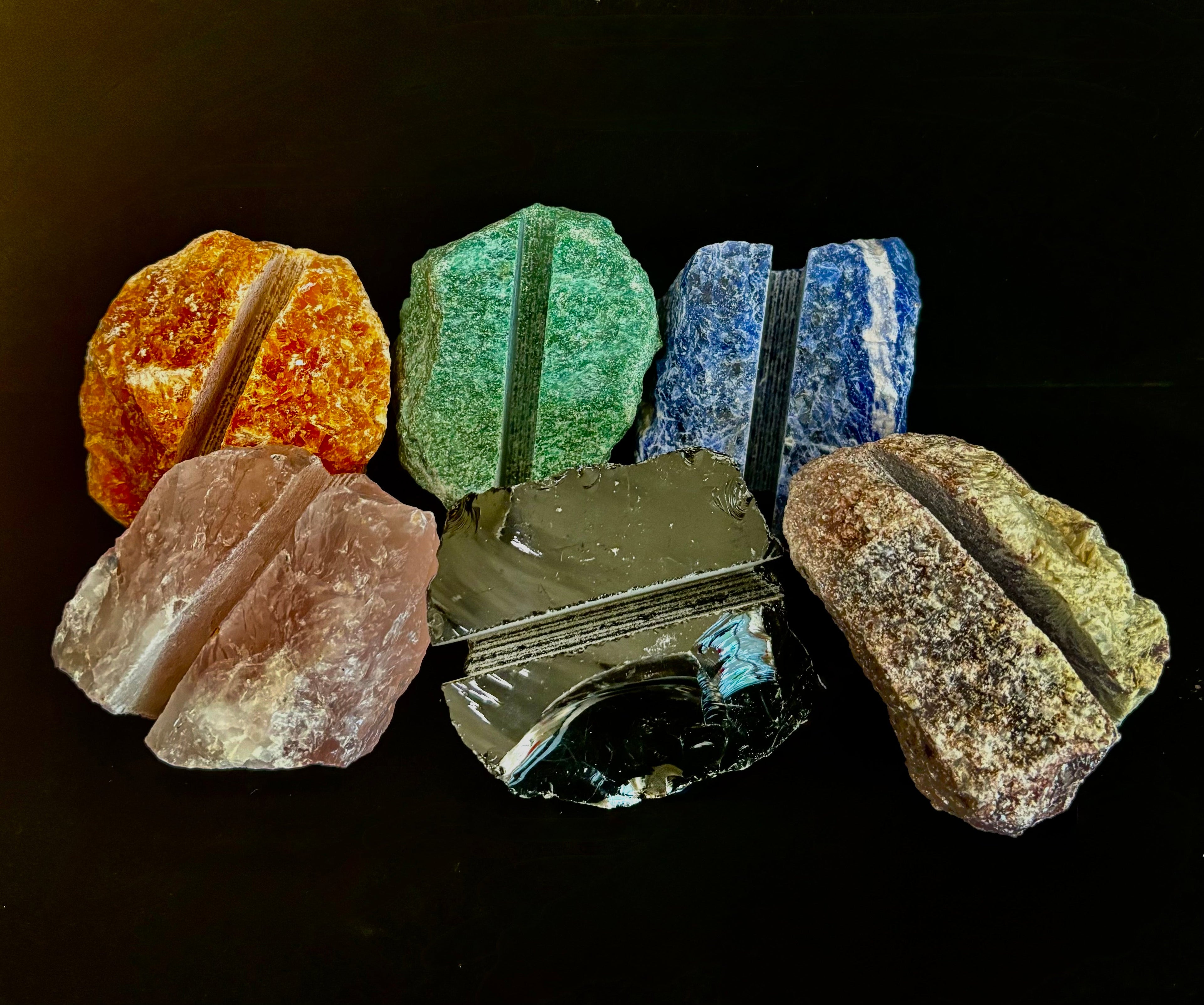 Natural Crystal Card Holder - Raw Crystal Business Card or Card Display (Various Stone Choices)